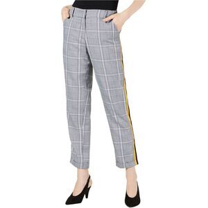 Project 28 Womens Mensware Plaid Casual Trouser Pants, Black, NWT